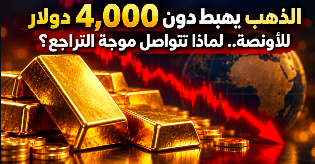 الذهب يهبط دون 4,000 دولار للأونصة.. لماذا تتواصل موجة التراجع؟